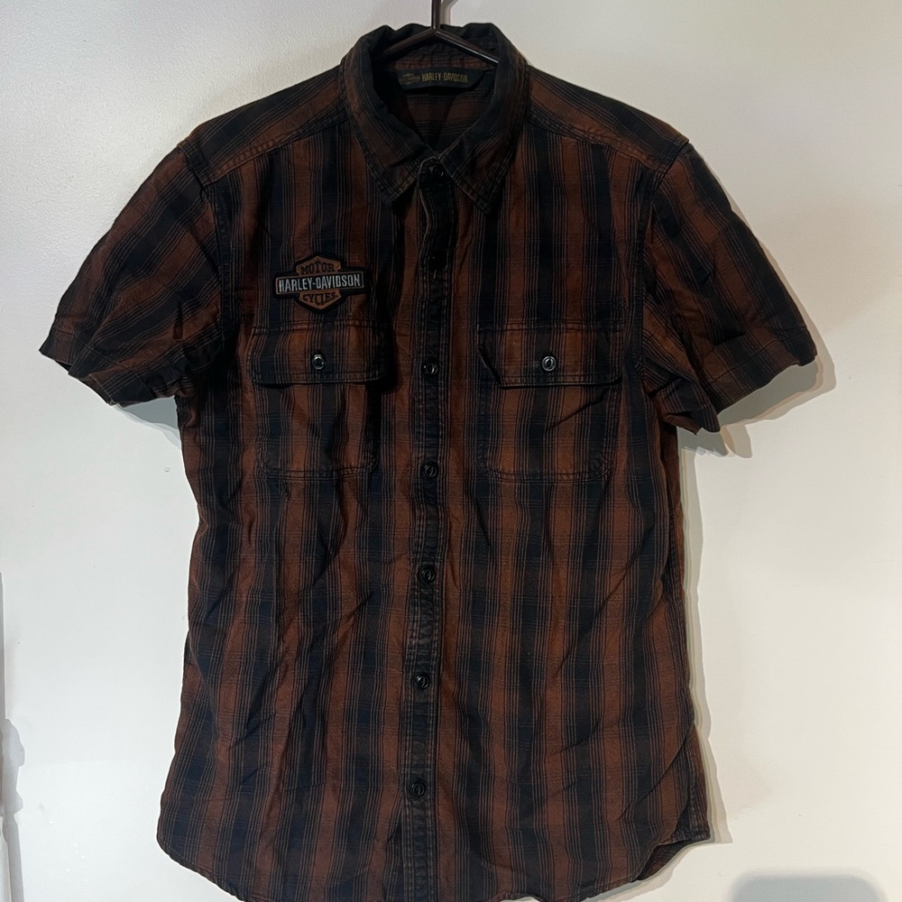 Harley Davidson Mens Button Up Collared T-Shirt